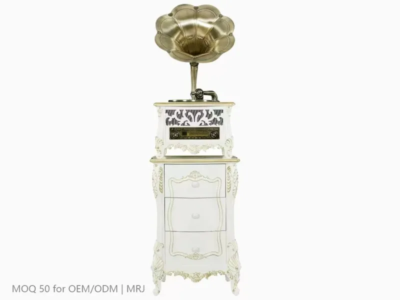 White Gold Inlay Front View Wood Frame Hardware