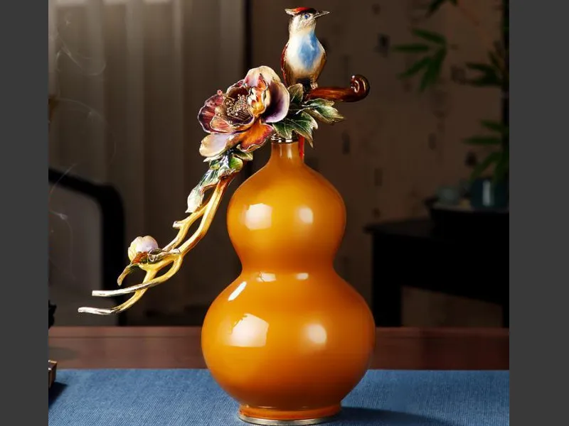 gourd vase alloy enamel color ceramic