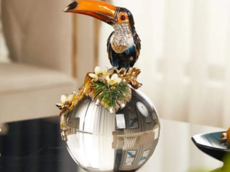 toucan glass ornament alloy enamel
